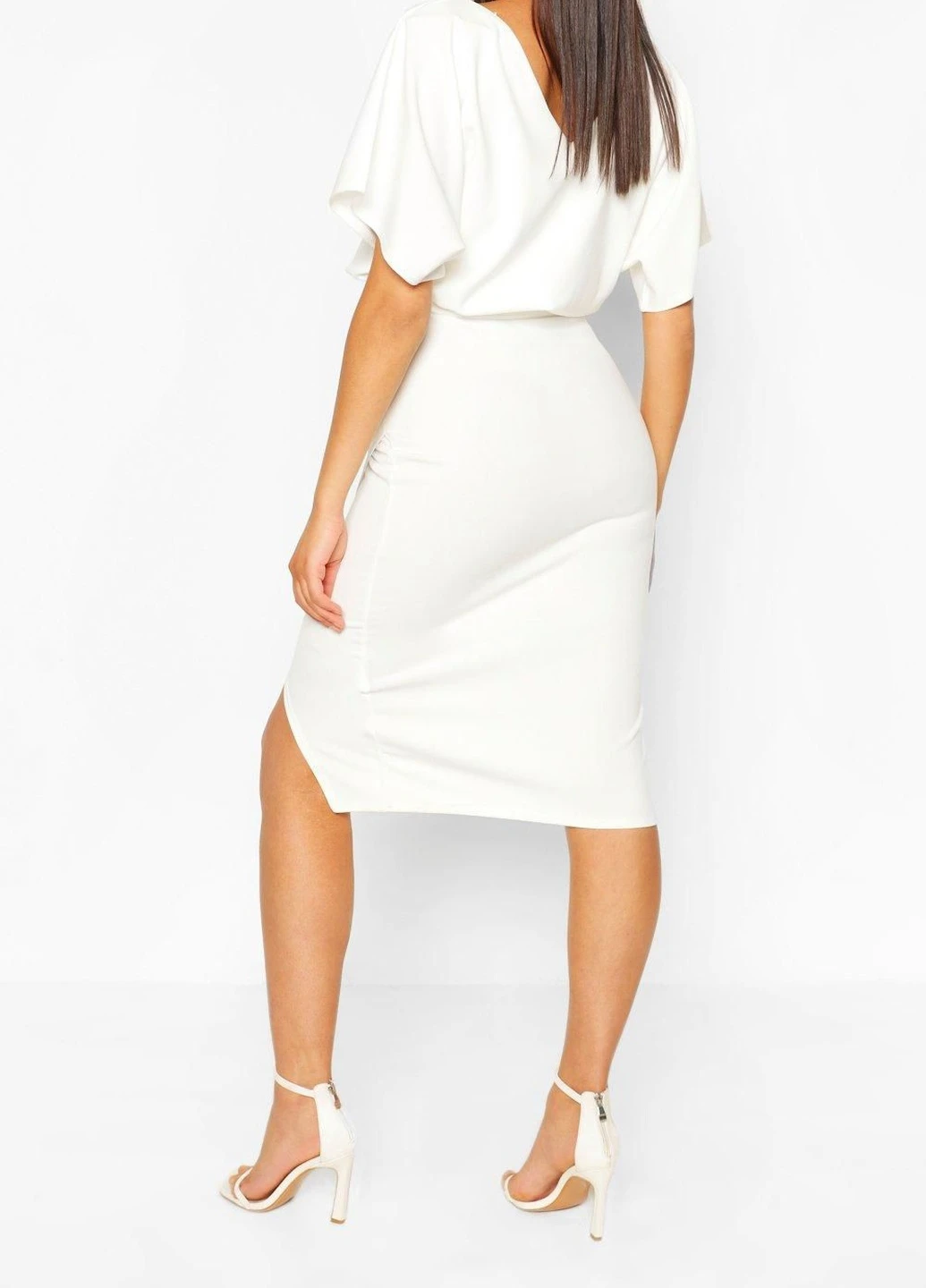 Белое кэжуал платье Boohoo однотонное