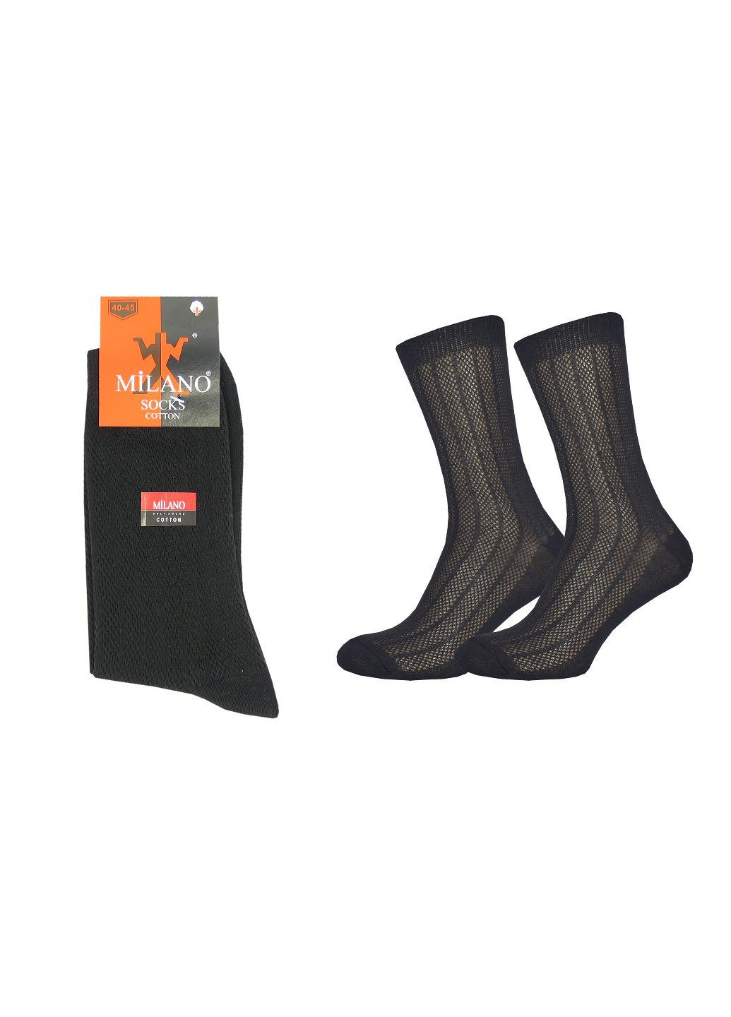 Літні чоловічі шкарпетки із сіткою (12 пар) Milano однотонні чорні повсякденні