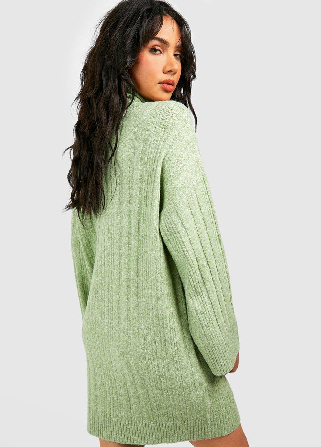 Світло-зелена кежуал сукня сукня светр Boohoo меланжева