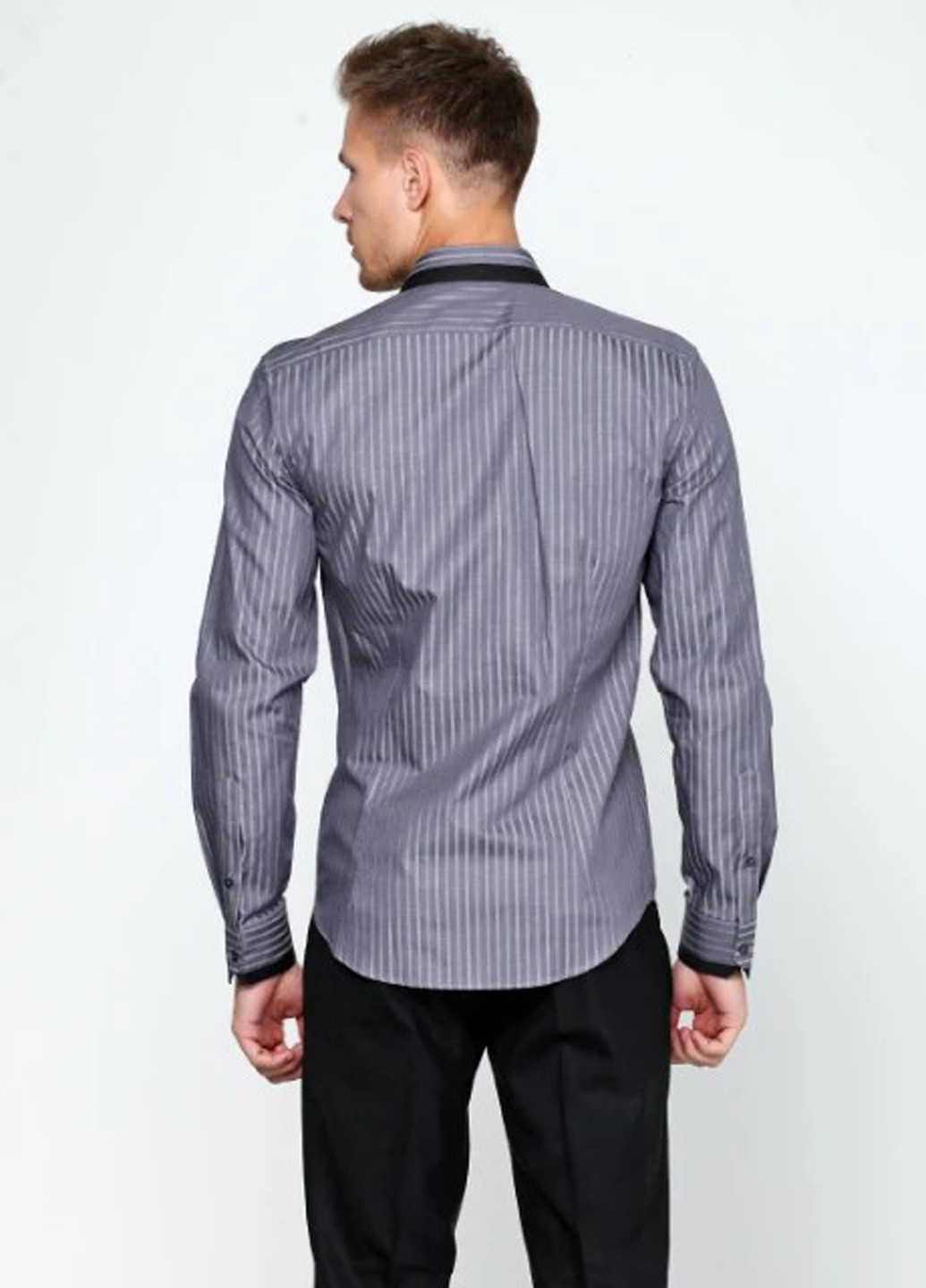 Серая классическая, кэжуал рубашка в полоску John Richmond