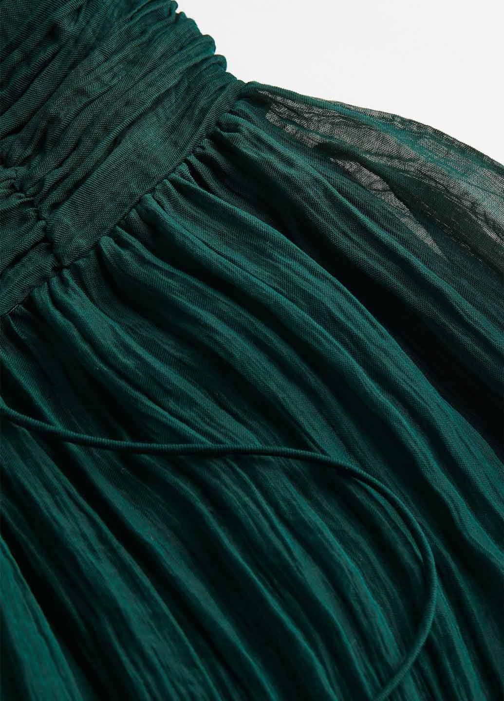 Изумрудное праздничный, кэжуал платье клеш H&M однотонное