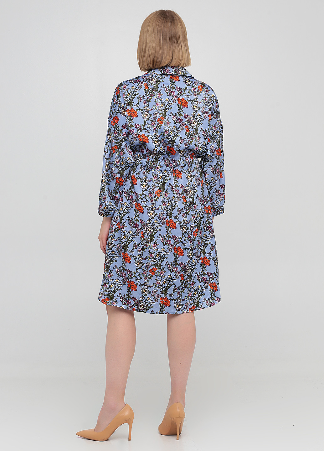 Голубое кэжуал платье рубашка Sisters Point с цветочным принтом