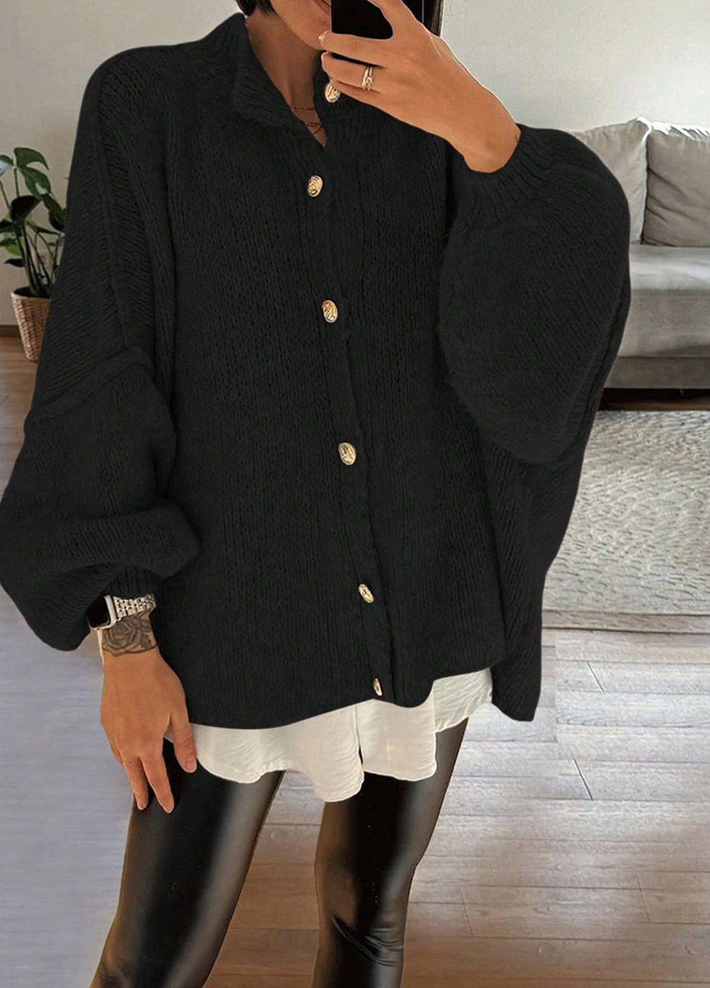 Черный демисезонный кардиган SHEIN