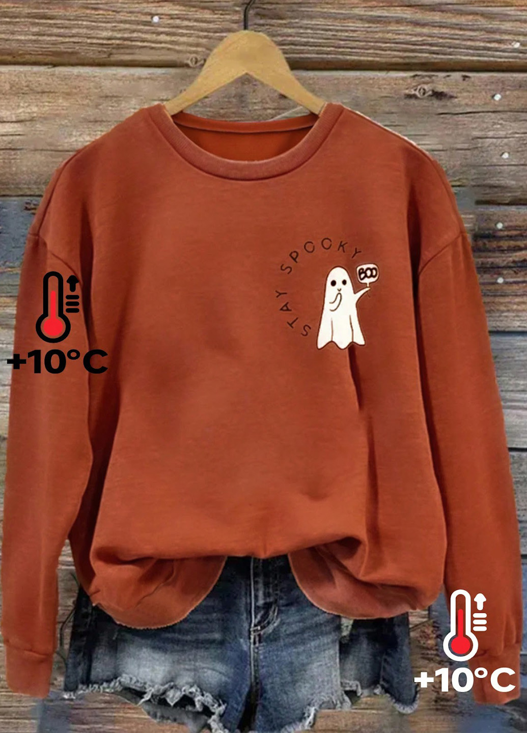 Терракотовый свитшот SHEIN рисунок без декора (323965869)