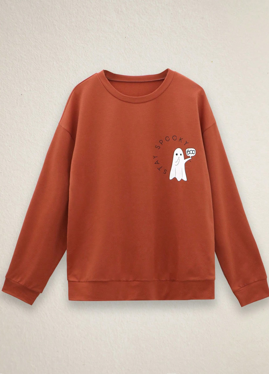 Терракотовый свитшот SHEIN рисунок без декора (323965869)