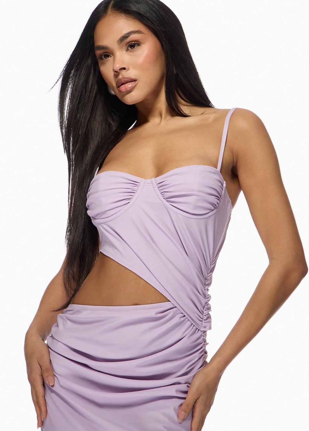 Лиловое вечернее, кэжуал платье SHEIN однотонное