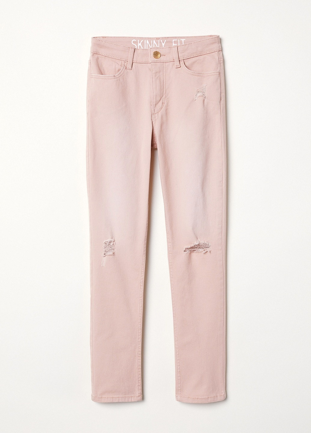 Светло-розовые демисезонные зауженные джинсы H&M