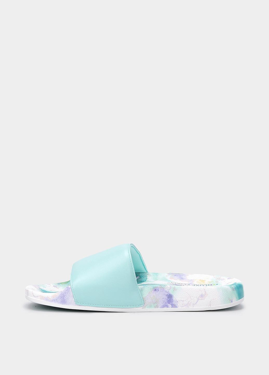 Голубые шлепанцы Skechers с логотипом