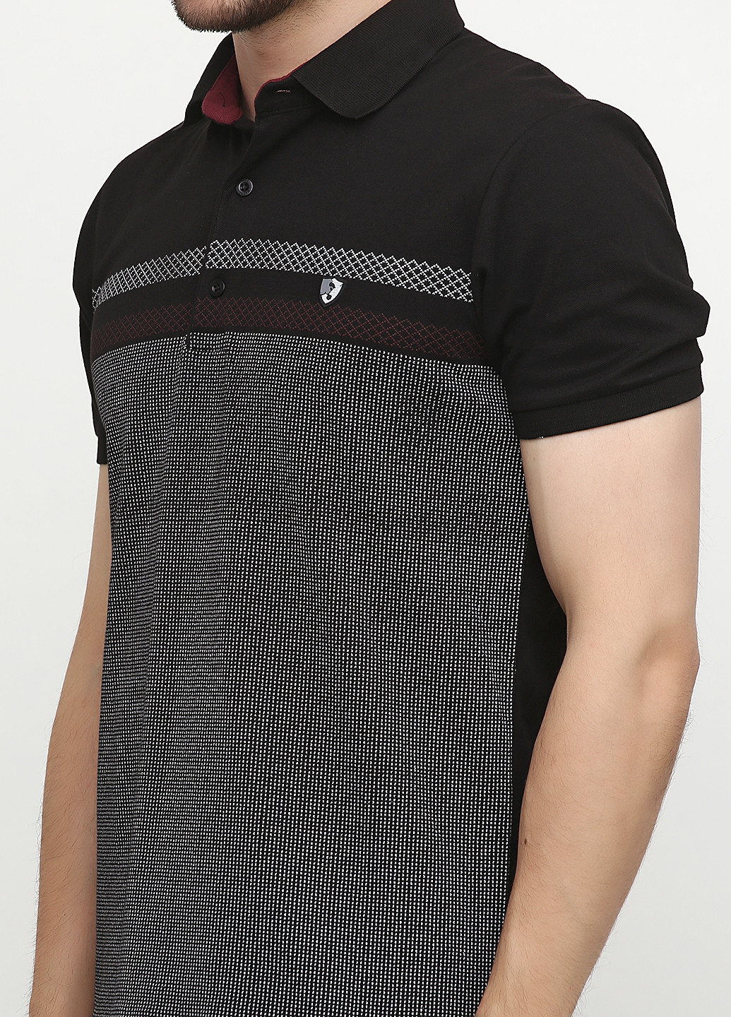 Черная футболка-поло для мужчин Madoc с геометрическим узором