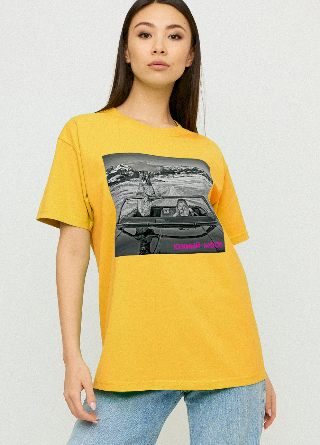 Желтая демисезон футболка oversize / air print / YAPPI