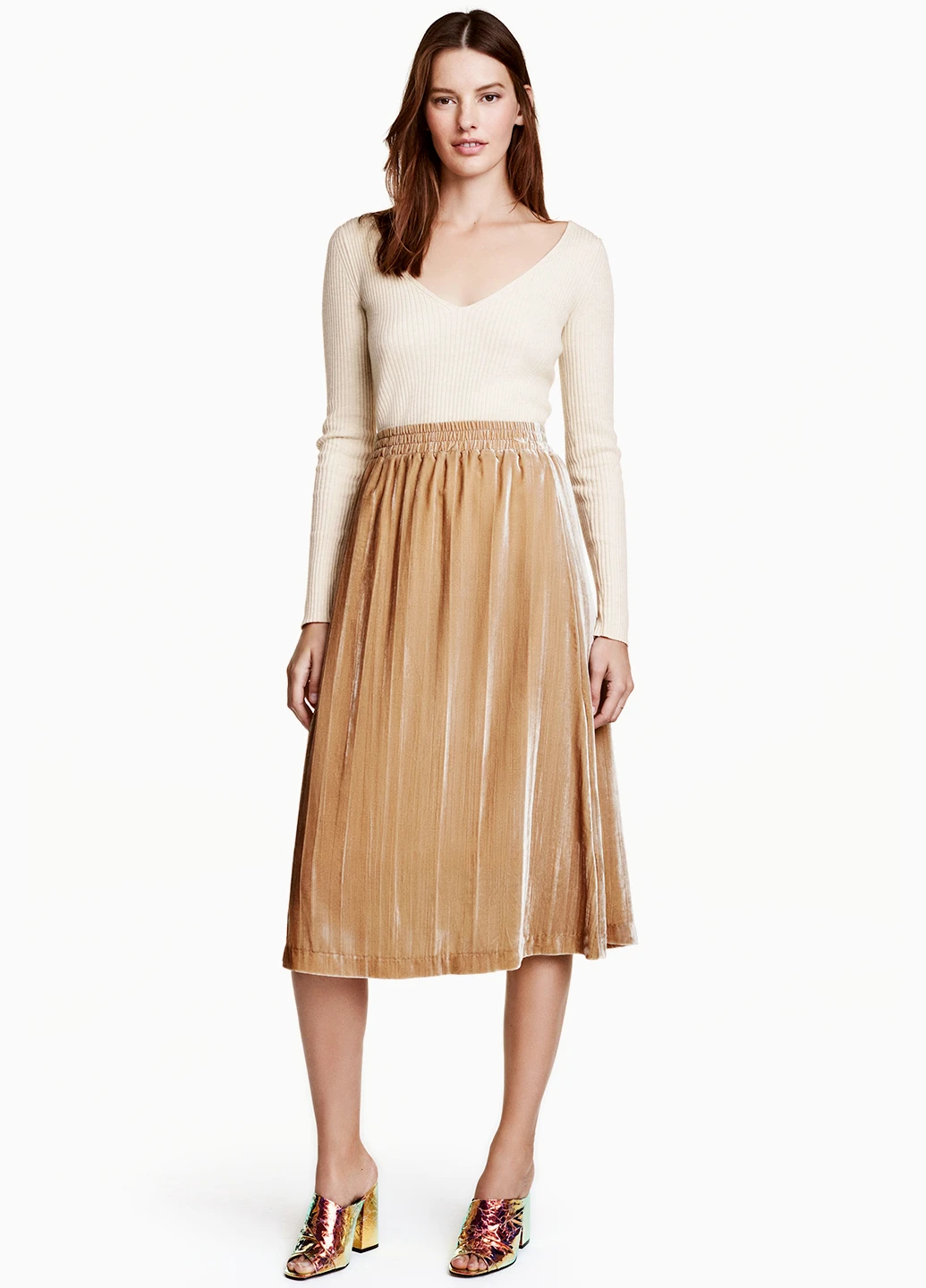 Бежевая кэжуал юбка H&M