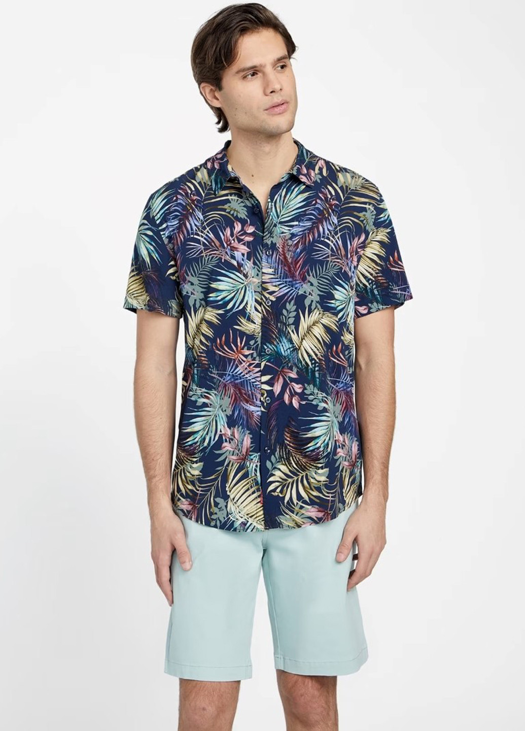 Темно-синяя кэжуал рубашка с рисунком Guess