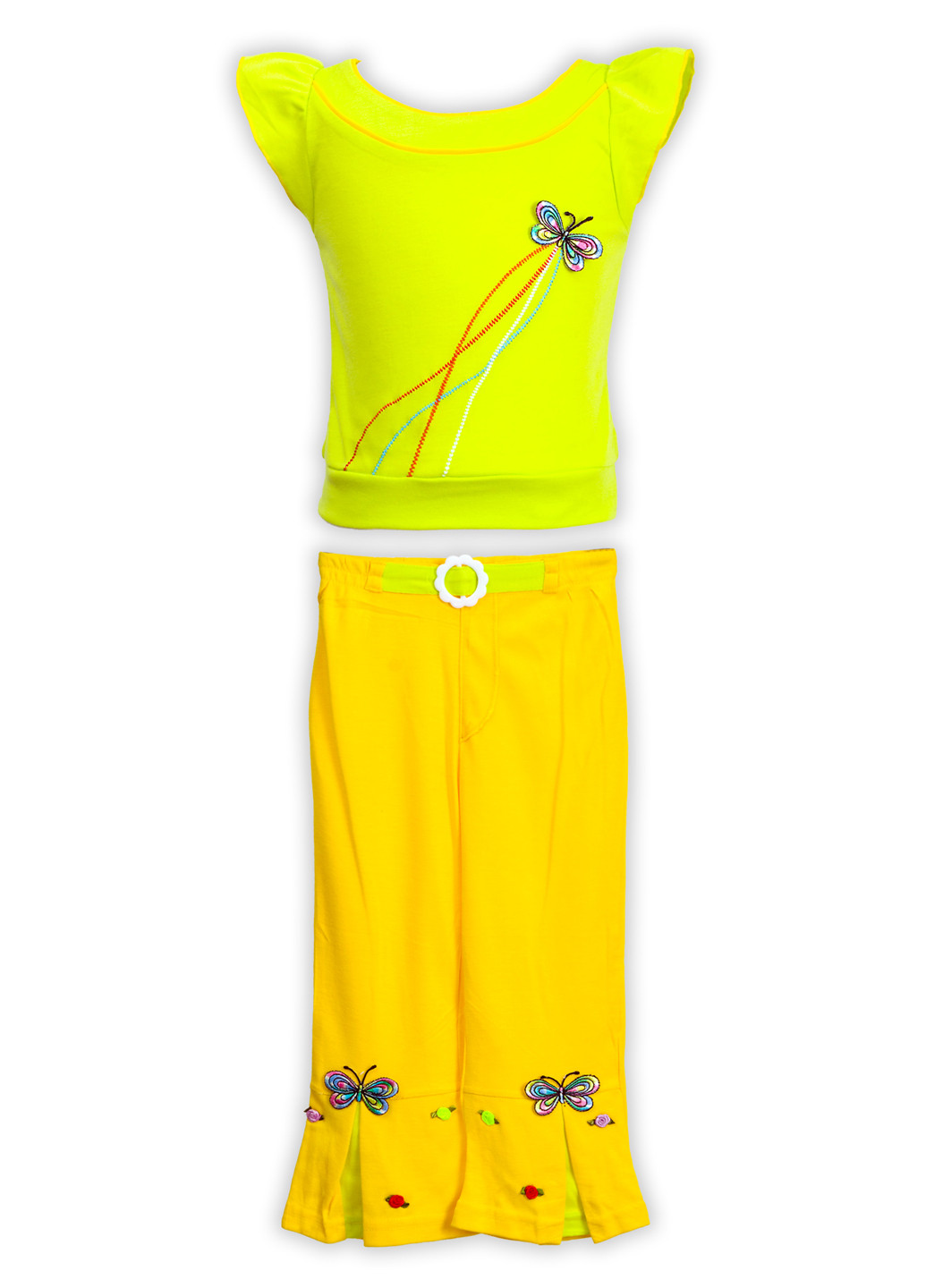 Салатовый летний костюм (футболка, капри) с коротким рукавом Fashion Children