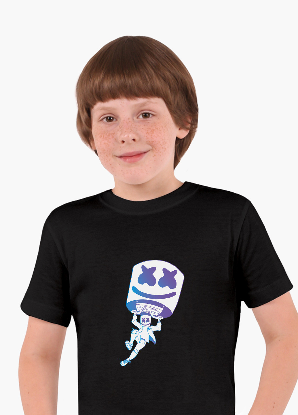 Черная демисезонная футболка детская маршмелло фортнайт (marshmello fortnite)(9224-1329) MobiPrint