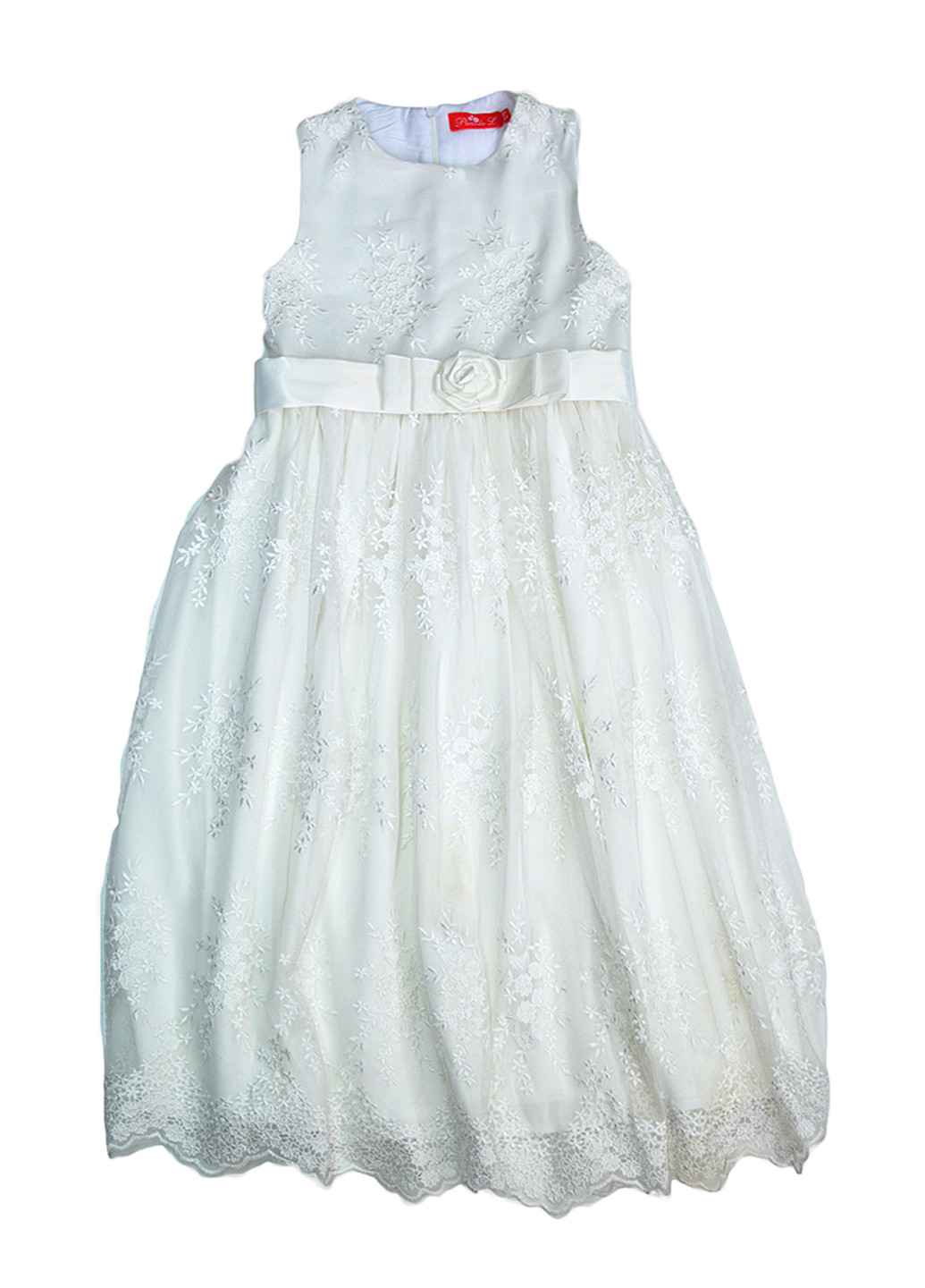 Білий святковий сукня з завищеною талією Piccolo L фактурна