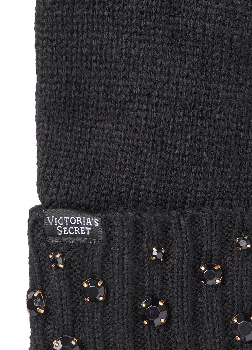 Перчатки Victoria's Secret однотонные чёрные кэжуалы акрил
