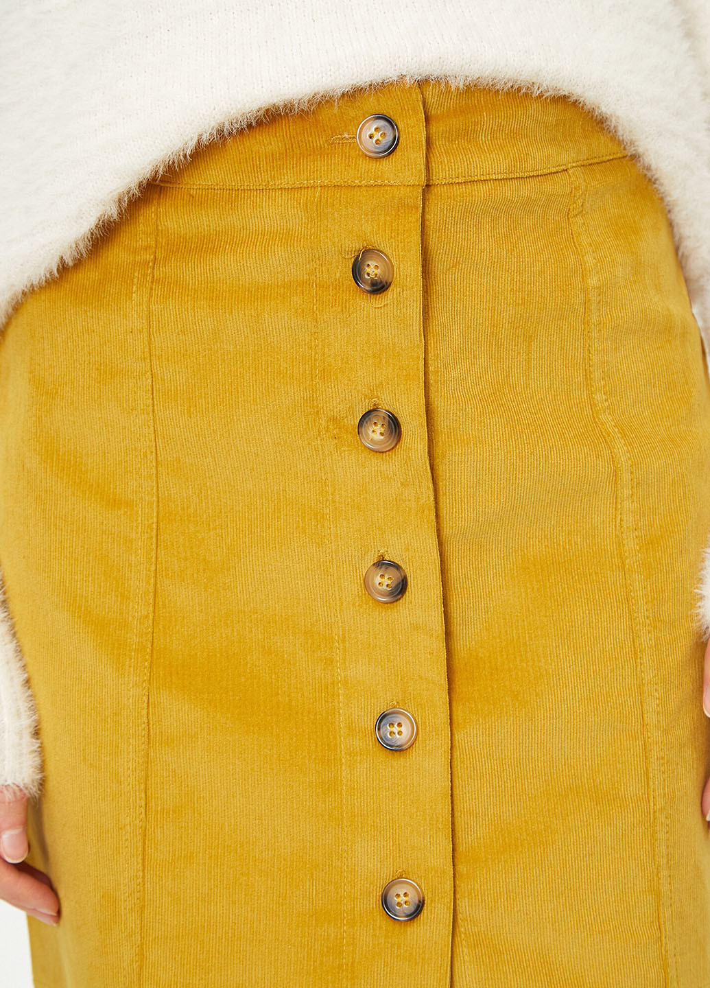 Горчичная джинсовая однотонная юбка KOTON карандаш