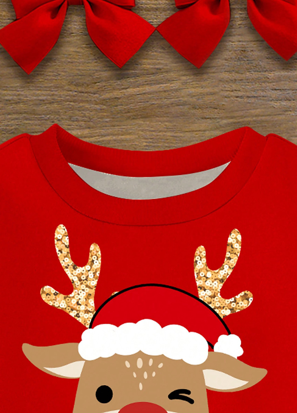 Червоний зимній костюм (світшот, штани) SHEIN