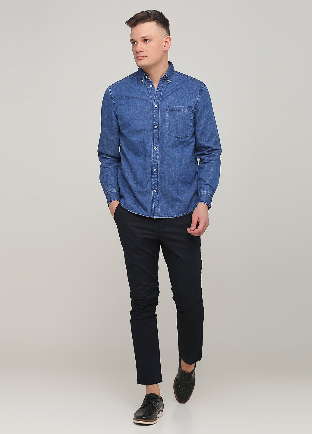 Темно-синие кэжуал демисезонные чиносы брюки H&M