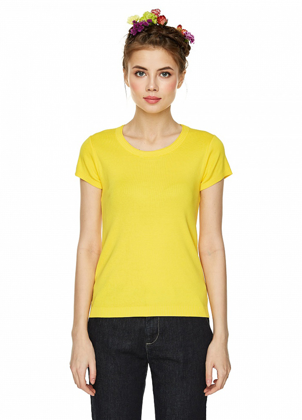 Желтая демисезон футболка с коротким рукавом United Colors of Benetton