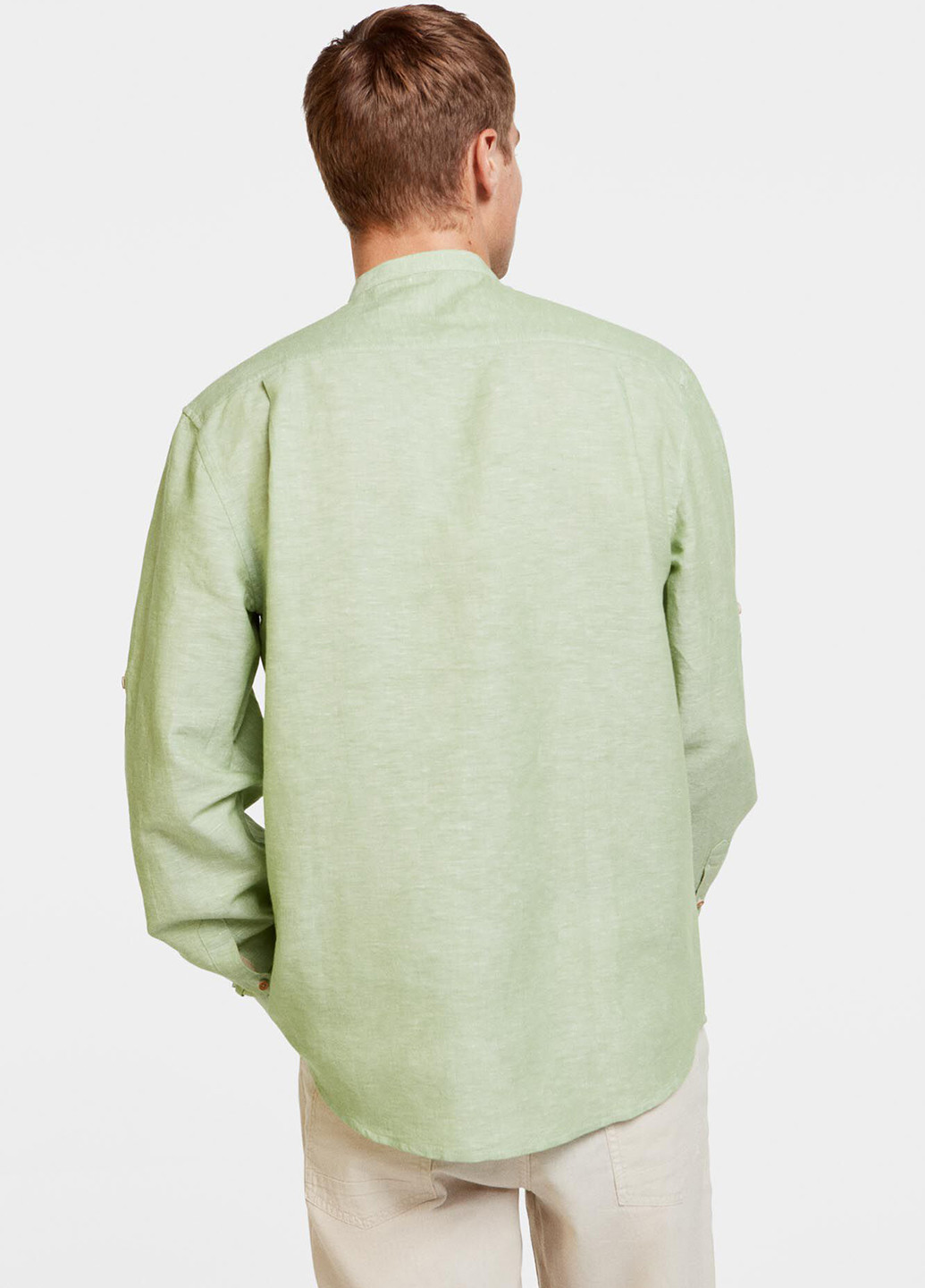 Светло-зеленая кэжуал рубашка однотонная Springfield