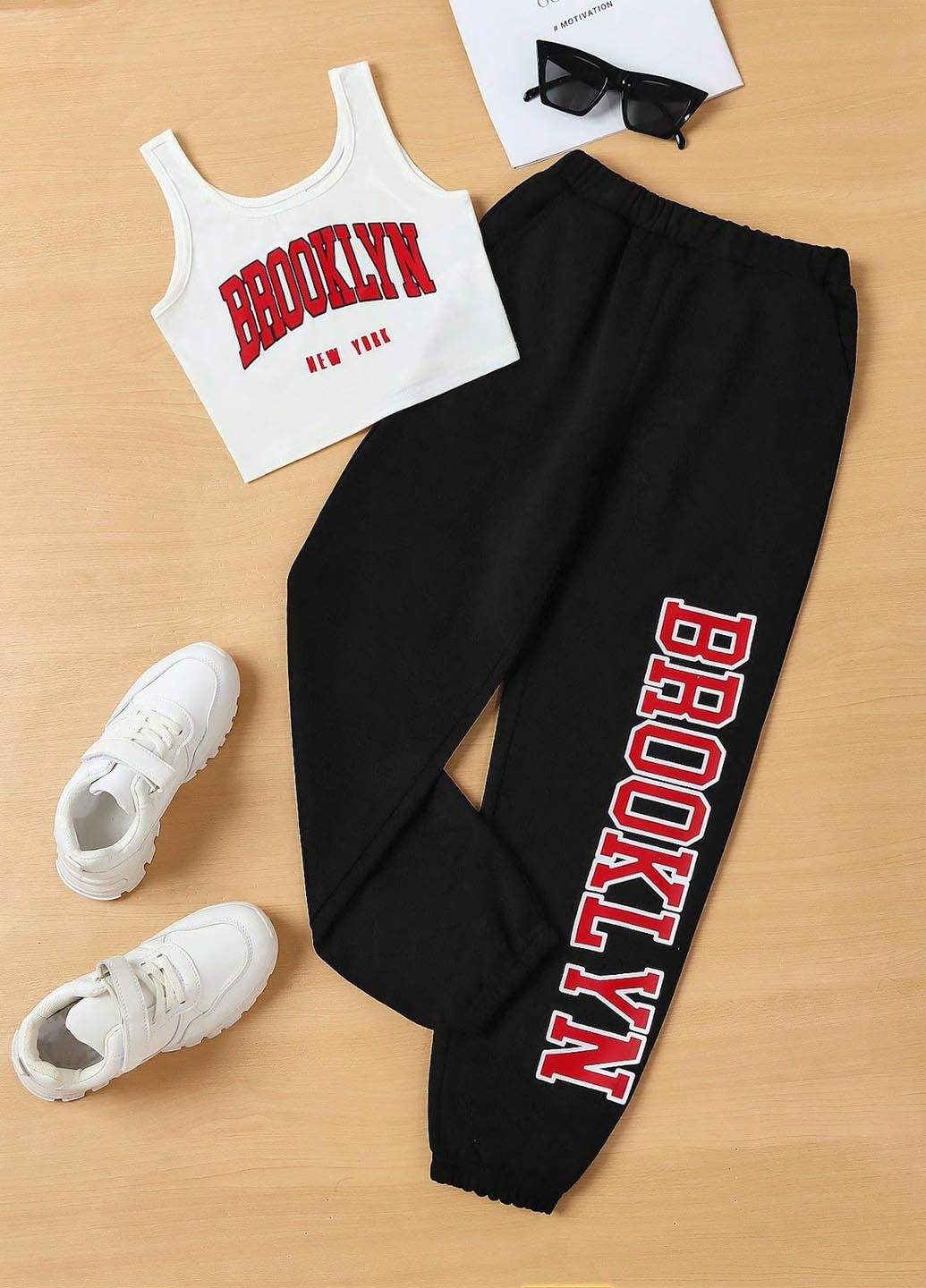 Чорно-білий літній комплект (топ, штани) SHEIN