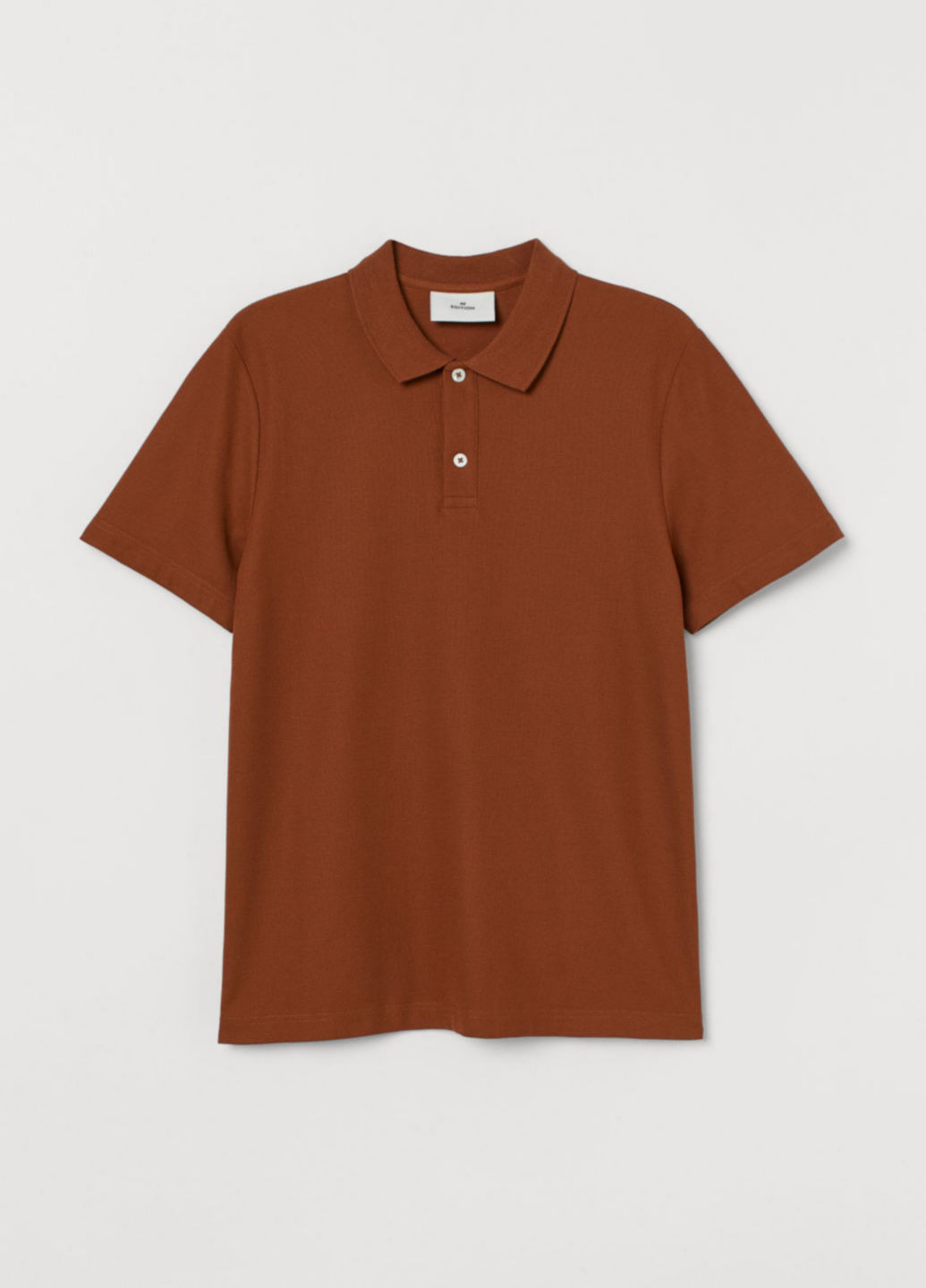 Коричневая футболка-поло для мужчин H&M однотонная