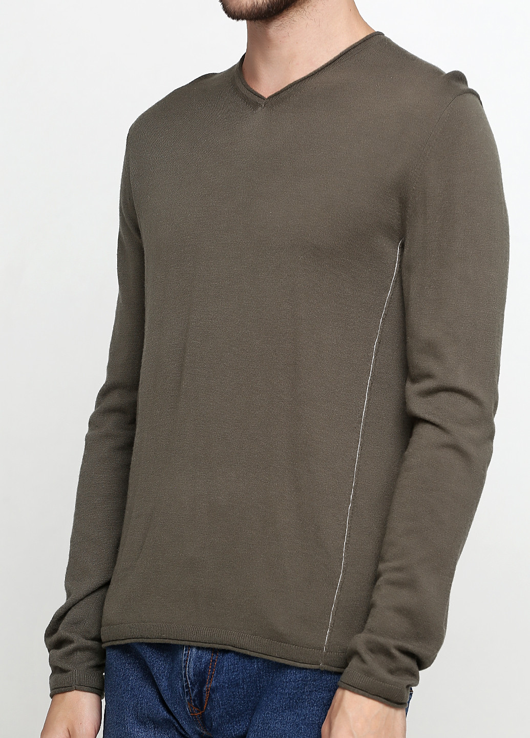 Оливковий демісезонний джемпер пуловер Sisley