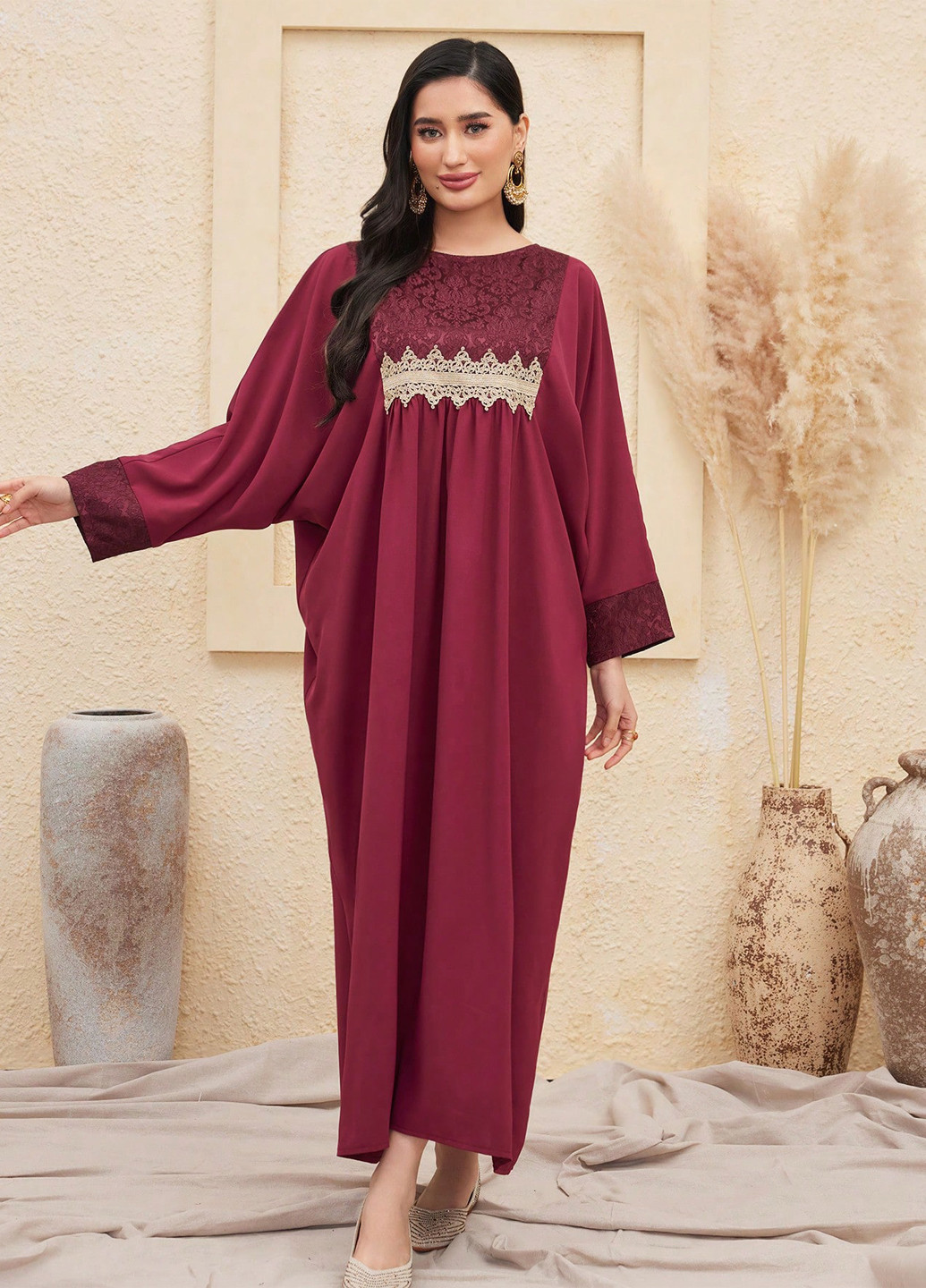 Бордовое праздничный, кэжуал платье оверсайз SHEIN однотонное