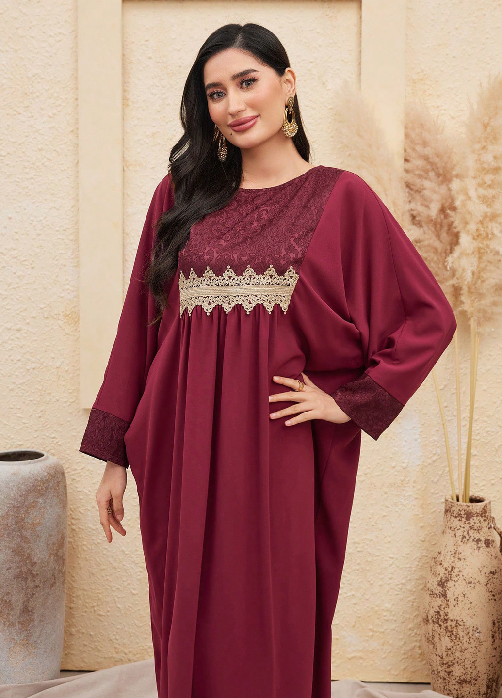 Бордовое праздничный, кэжуал платье оверсайз SHEIN однотонное