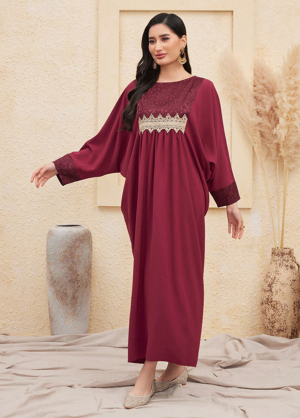 Бордовое праздничный, кэжуал платье оверсайз SHEIN однотонное