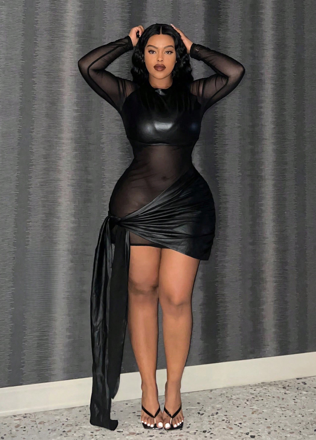 Черное кэжуал платье со шлейфом, футляр SHEIN однотонное