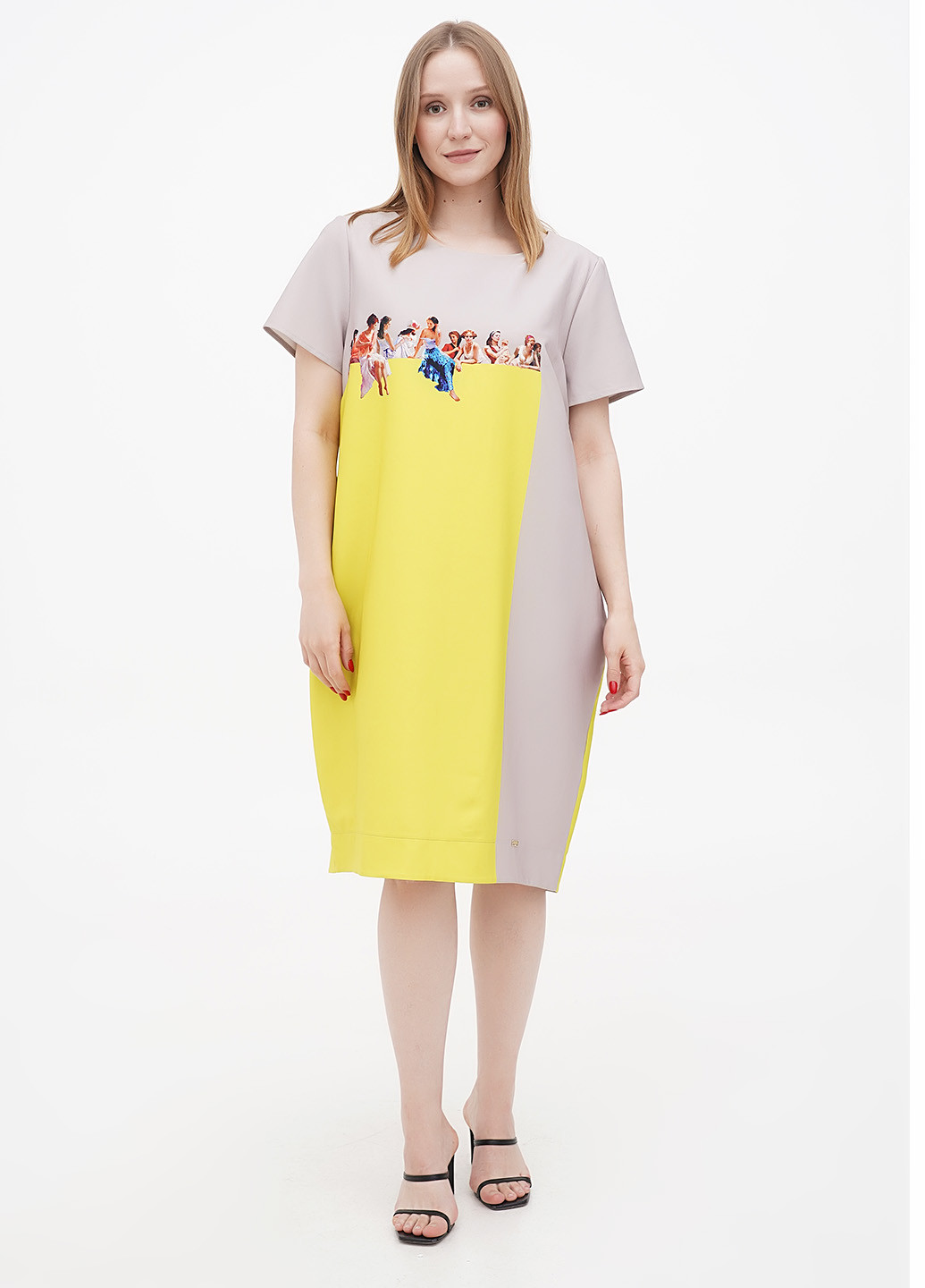 Желтое кэжуал платье а-силуэт Phardi однотонное