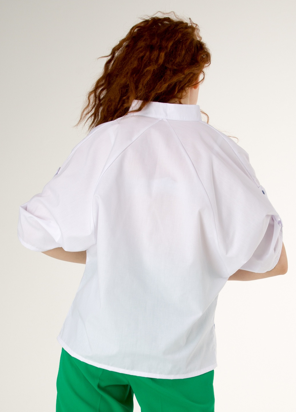 Біла демісезонна блузка з незвичайним кроєм витоків, з вишивкою: "колоски" INNOE Блуза с вышивкой