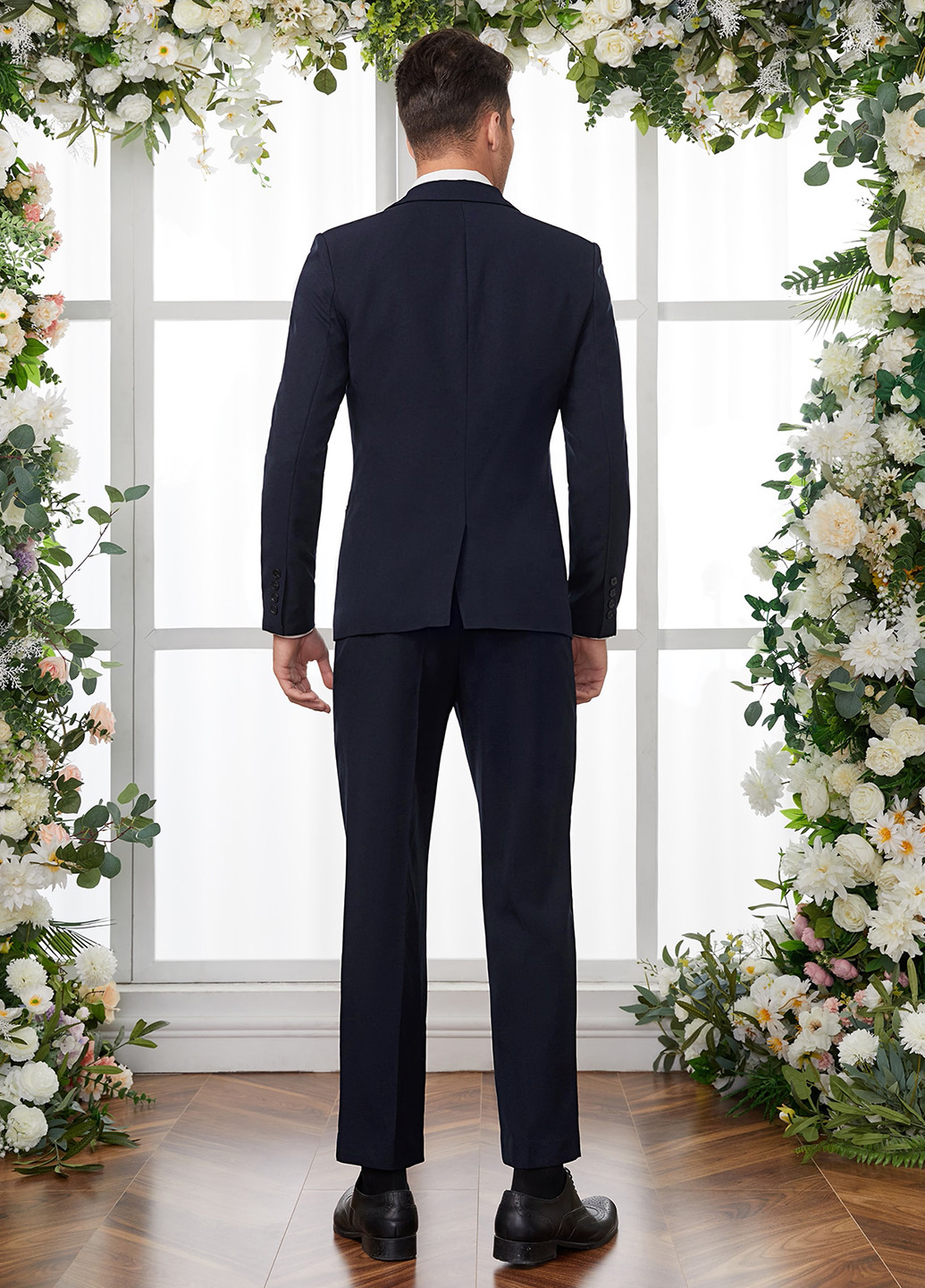 Темно-синий демисезонный костюм (пиджак, брюки) брючный SHEIN