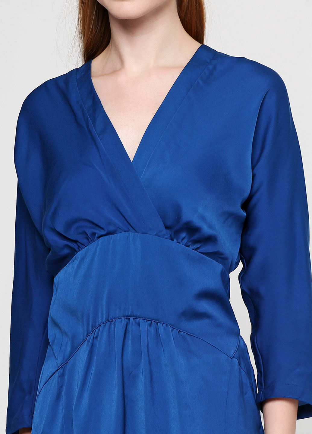 Синее кэжуал платье с длинным рукавом Phard однотонное