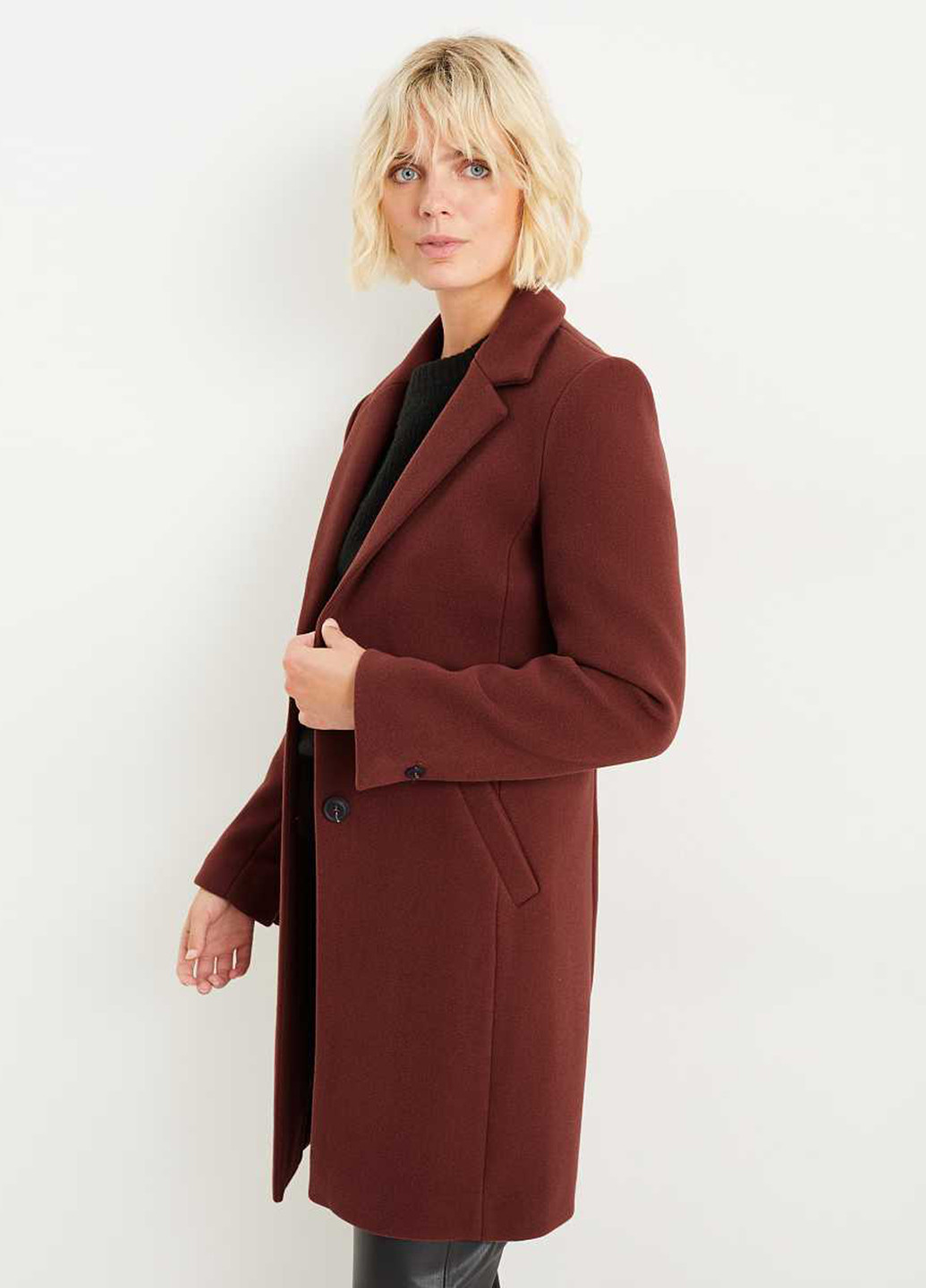 Коричневе демісезонне Пальто однобортне C&A