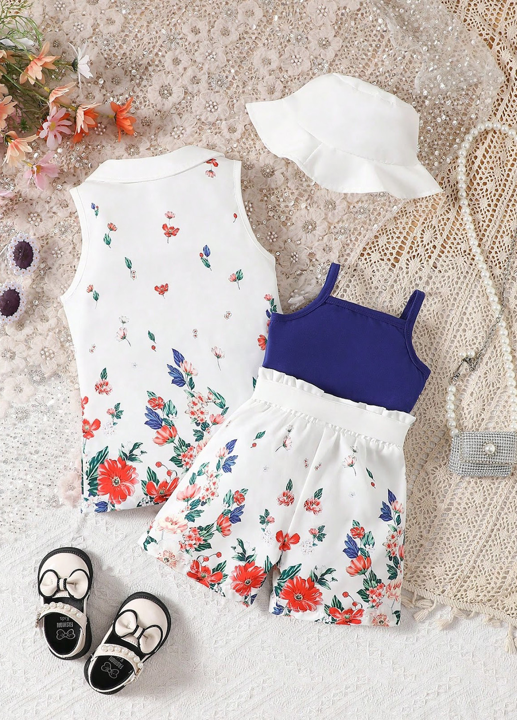 Комбінований літній костюм (комбінезон, жилет, панама) SHEIN