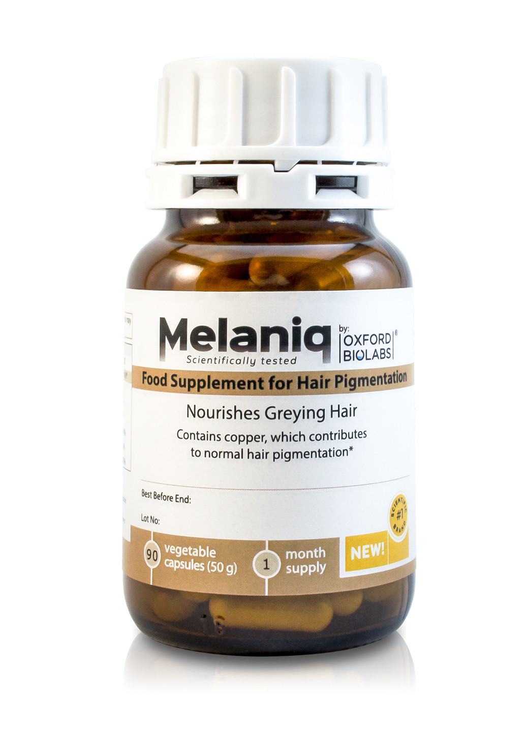Молекулярний комплекс проти посивіння волосся Biolabs Melaniq Food Supplement for Hair Pigmentation 90 капсул Oxford (215233177)