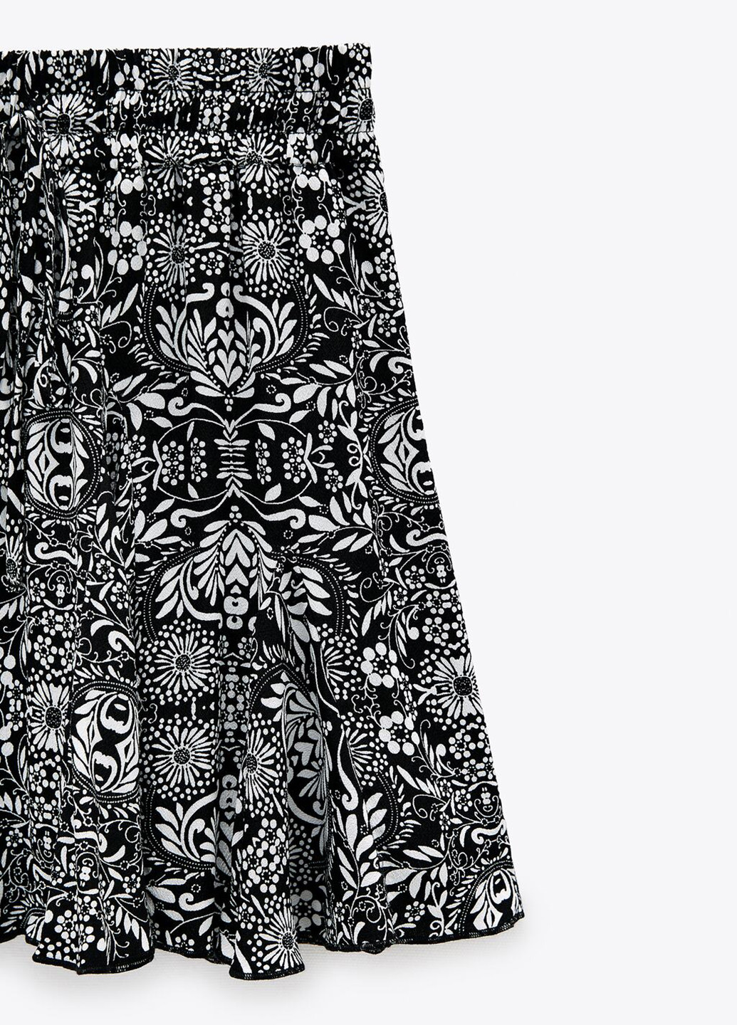 Черно-белая кэжуал цветочной расцветки юбка Zara клешированная-солнце