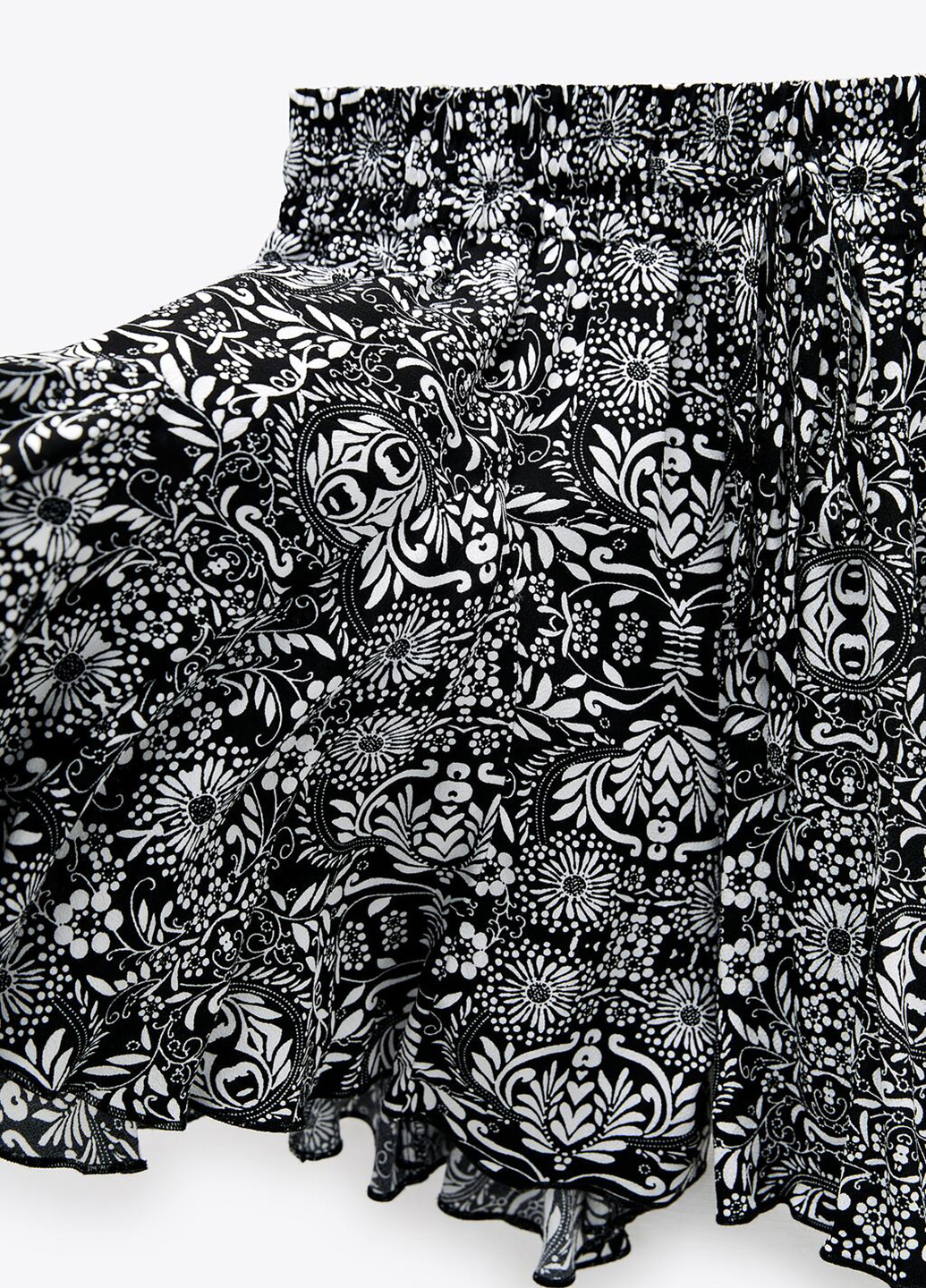 Черно-белая кэжуал цветочной расцветки юбка Zara клешированная-солнце