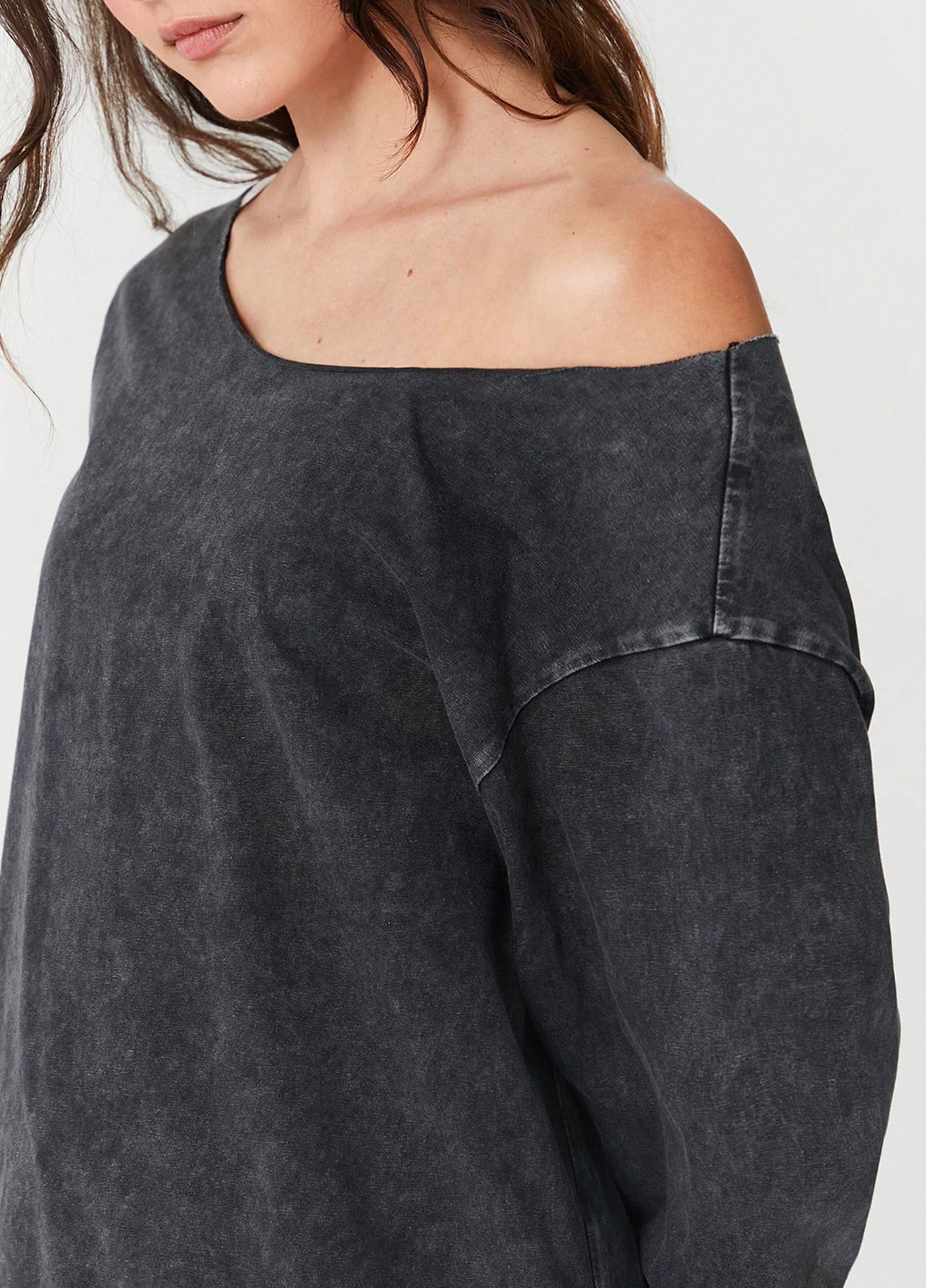 Темно-серый свитшот SHEIN варенка без декора (338186738)