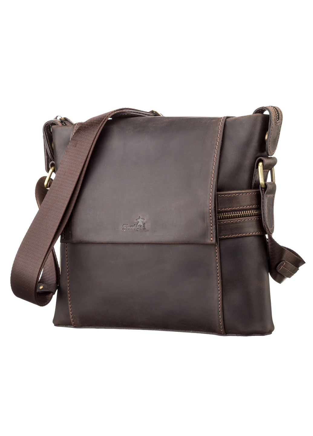 Мужская кожаная сумка 25х28х6 см Shvigel (252129810)