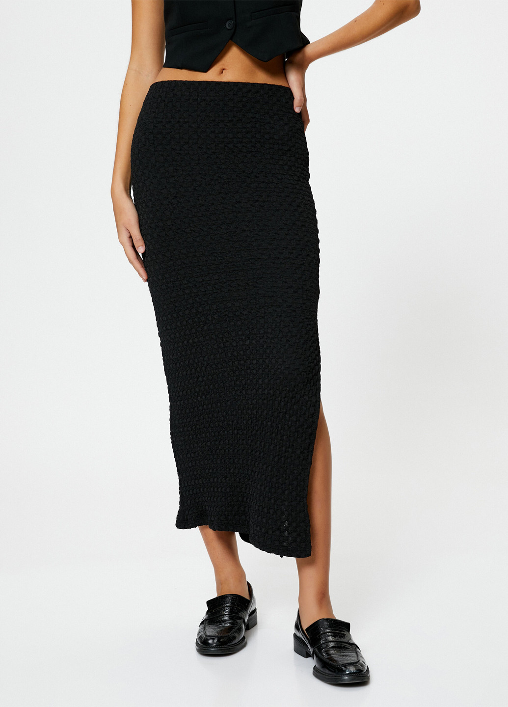 Черная кэжуал однотонная юбка KOTON карандаш