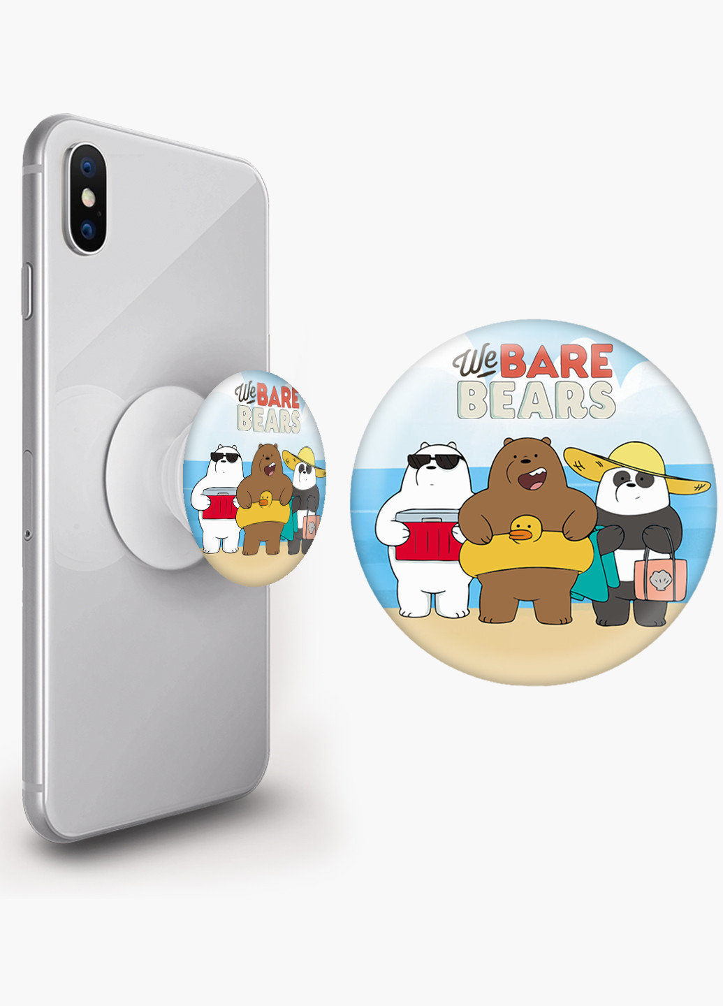 Попсокет (Popsockets) держатель для смартфона Вся правда о медведях (We Bare Bears) (8754-2893) Черный MobiPrint (229014761)