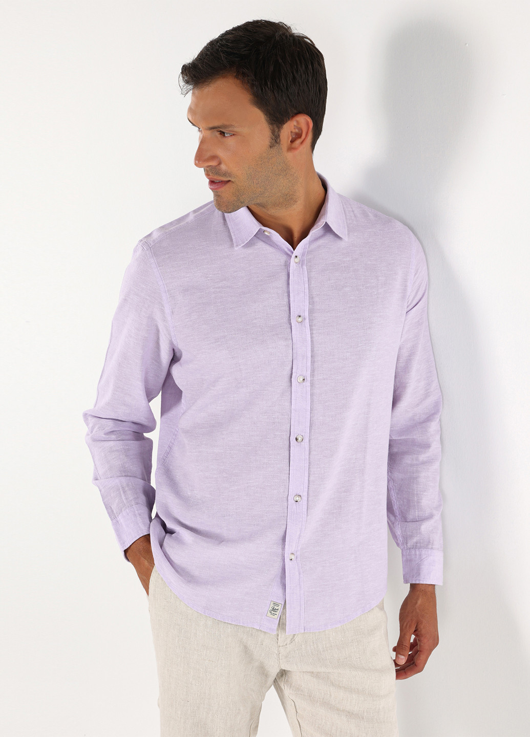 Лиловая кэжуал рубашка меланж Colin's