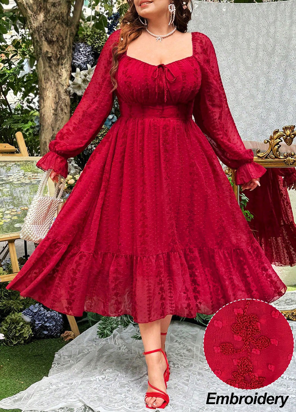 Світло-бордова кежуал сукня в стилі армпір SHEIN однотонна