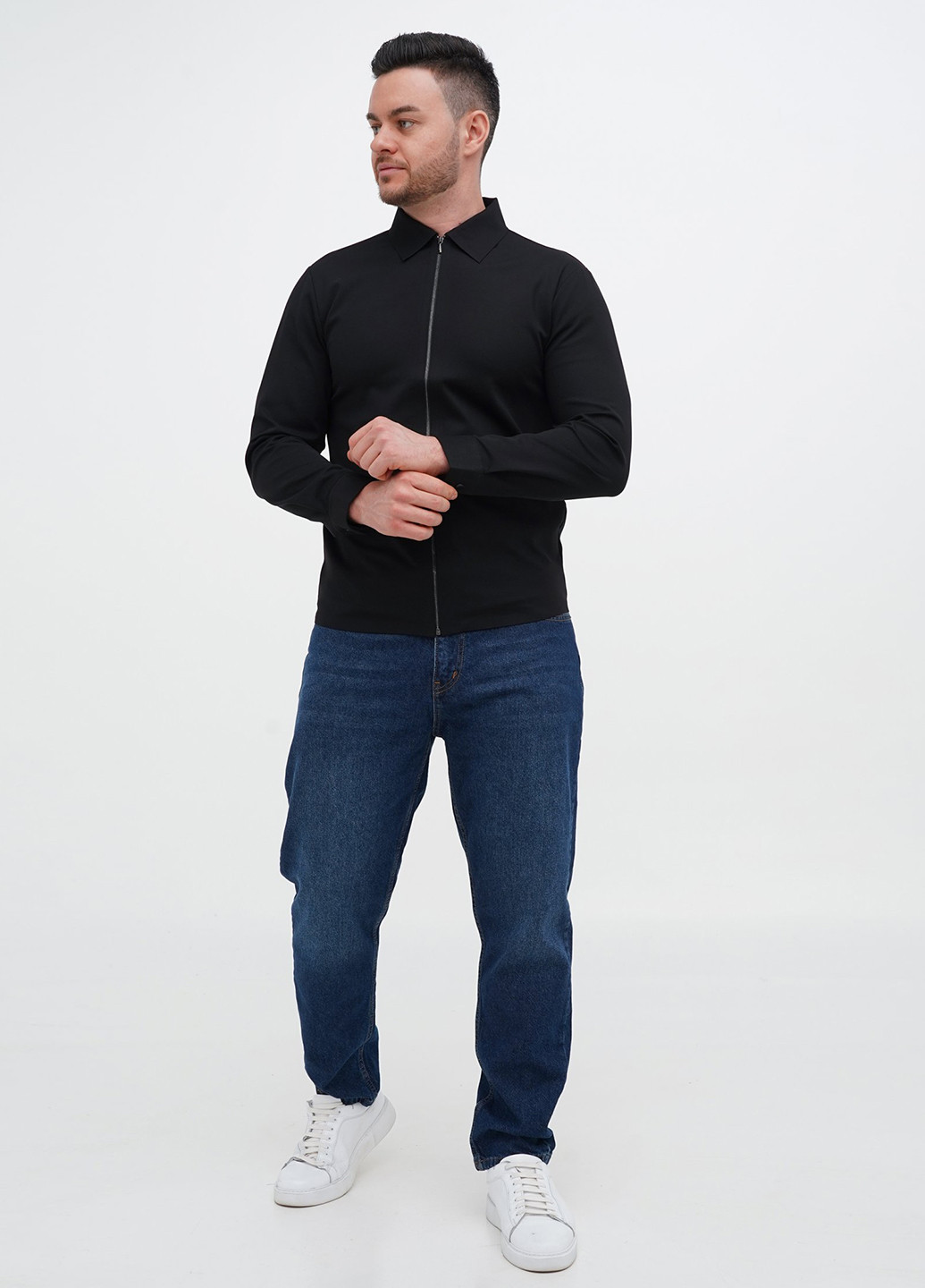 Черная кэжуал рубашка однотонная Trend Collection