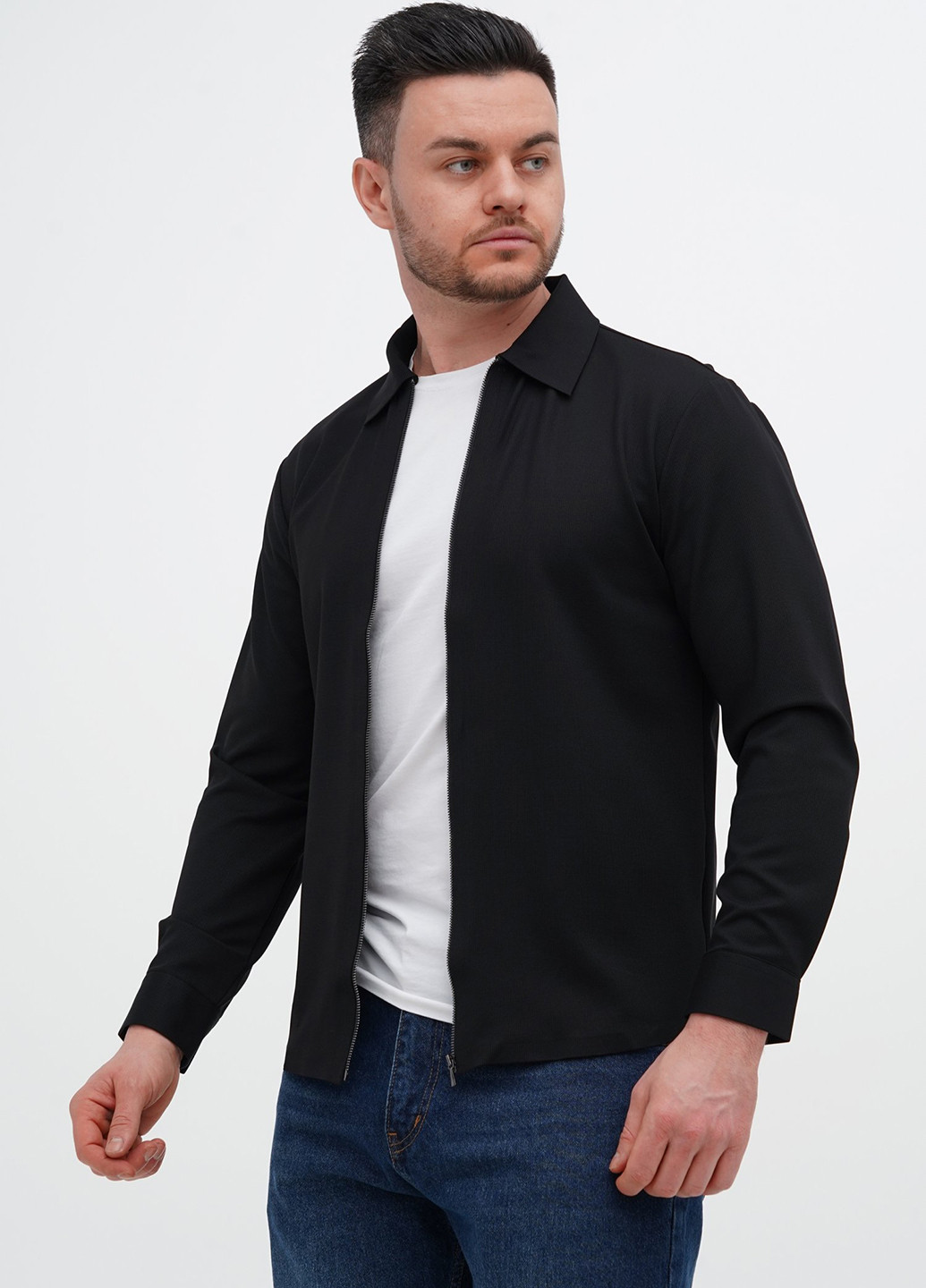 Черная кэжуал рубашка однотонная Trend Collection