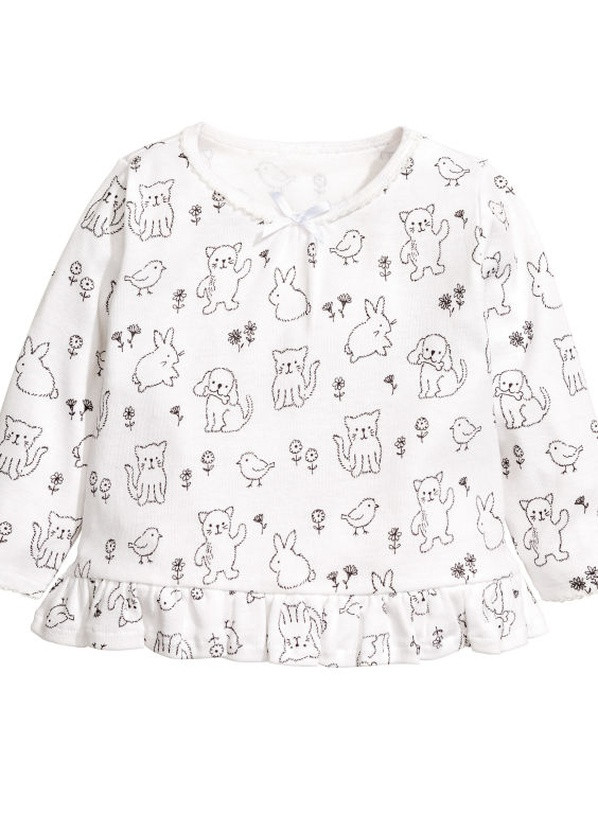 Белая всесезон лонгслив для сна H&M